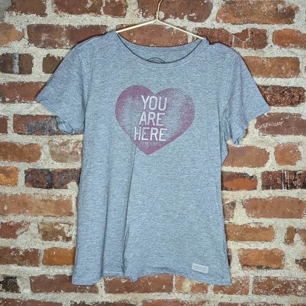 Life is Good Medium Heather Gray "You are Here" Short Sleeve T-ShirtLife is Good